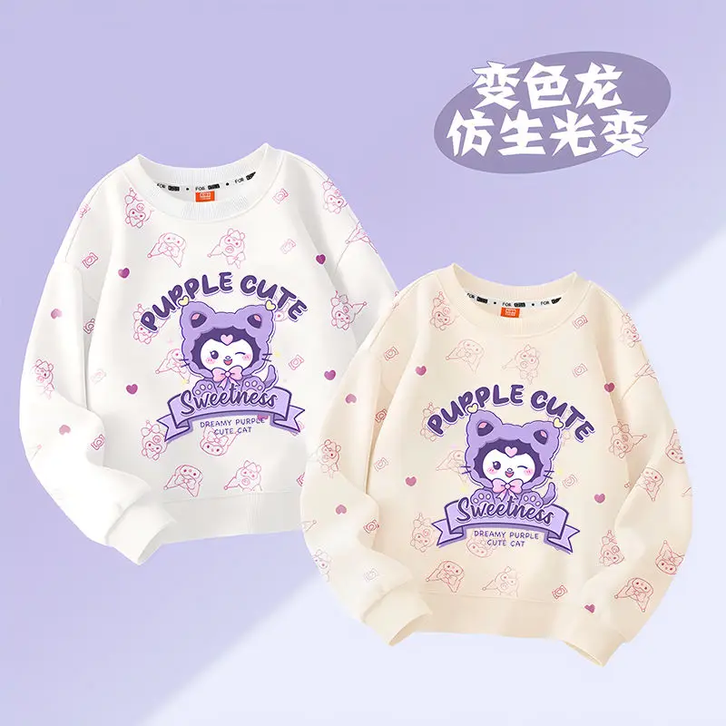 2024 Новая толстовка Sanrio Kawaii Kuromi с капюшоном Girl Heart Sweet Cute Cartoon My Melody Футболка