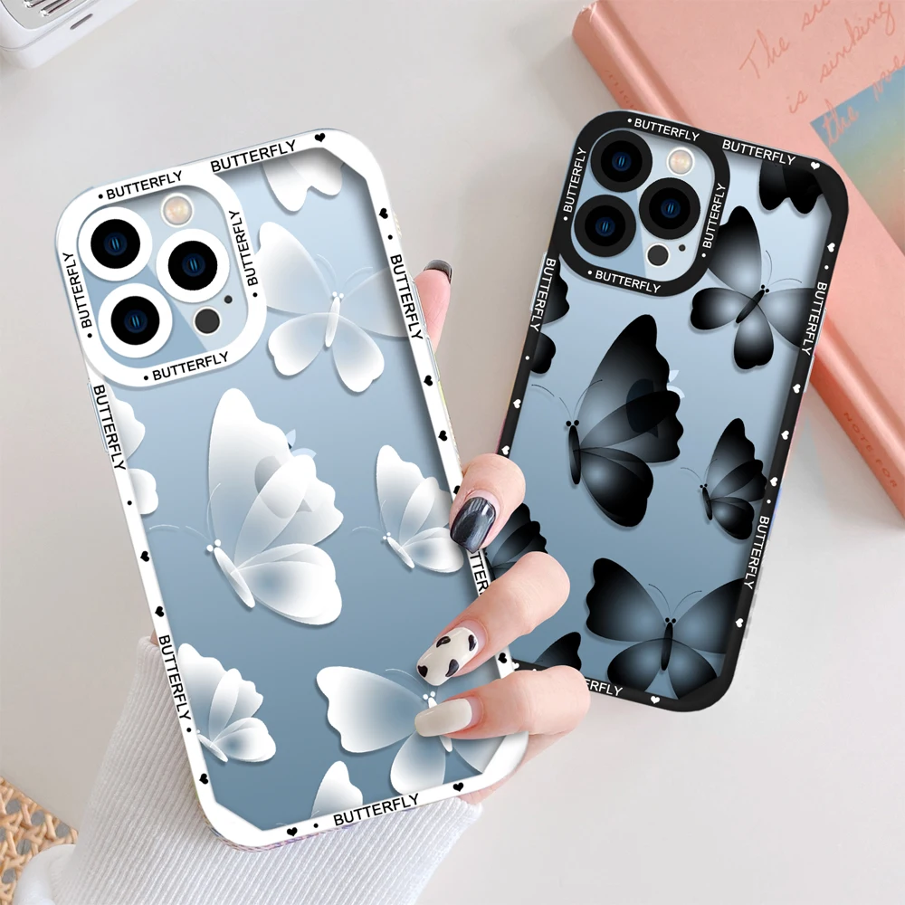 

Butterfly Coque For IPhone 13 12 Mini 11 Pro Max XS X XR 7 8 Plus SE 2020 2022 Transparent Soft TPU Protection Shell
