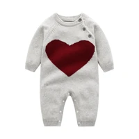 baby romper newborn baby boys girls clothes red love sweater new baby cotton sweater knitted jumpsuit baby winter clothes