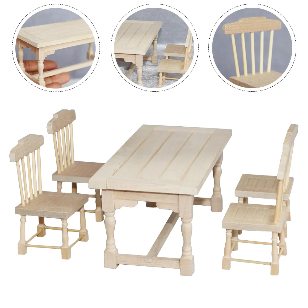 

1 Set Mini Desk Chair Ornaments Wooden Desk Chair Adornments Doll House Layout Decor