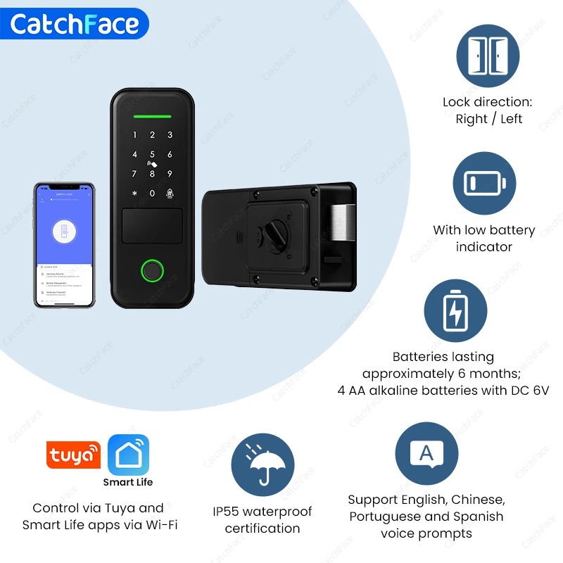 

Умный дверной замок Catchface с отпечатком пальца