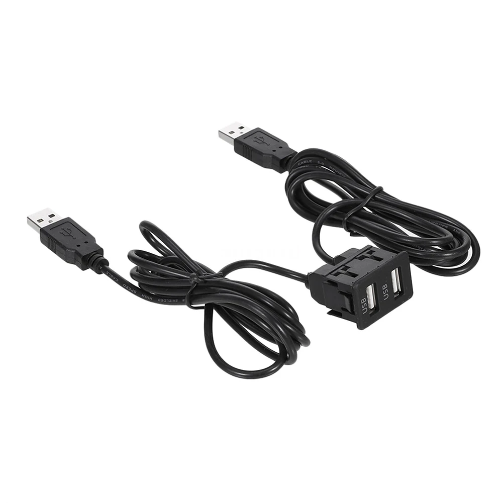 

150CM Car Dash Flush Mount Two USB Port Panel Auto Boat Dual USB Extension Socket USB Type A Male To USB Type A