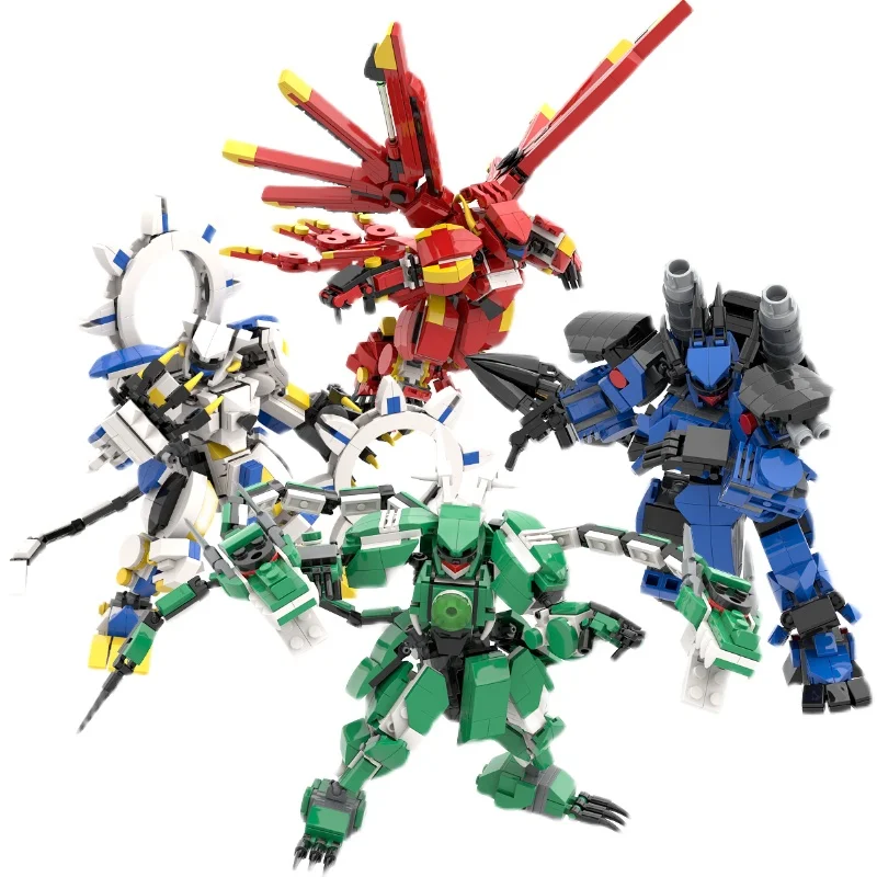 

DIY MOC Building Blocks Chinese Style Ancient Four Beasts Suzaku Xuanwu Qinglong White Tiger Mecha Team Assembled Toy Gift