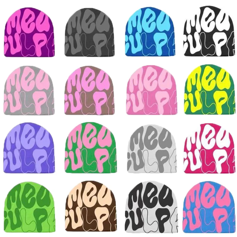 Новинка 2023, облегающая шапка Y2k, 35 цветов, облегающие шапки, женская шапка Mea Culpa, зимние женские шапки, аксессуары