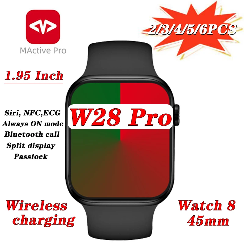 

Смарт-часы W28 Pro, 2/3/4/5/6 шт., 1,95 дюйма, унисекс