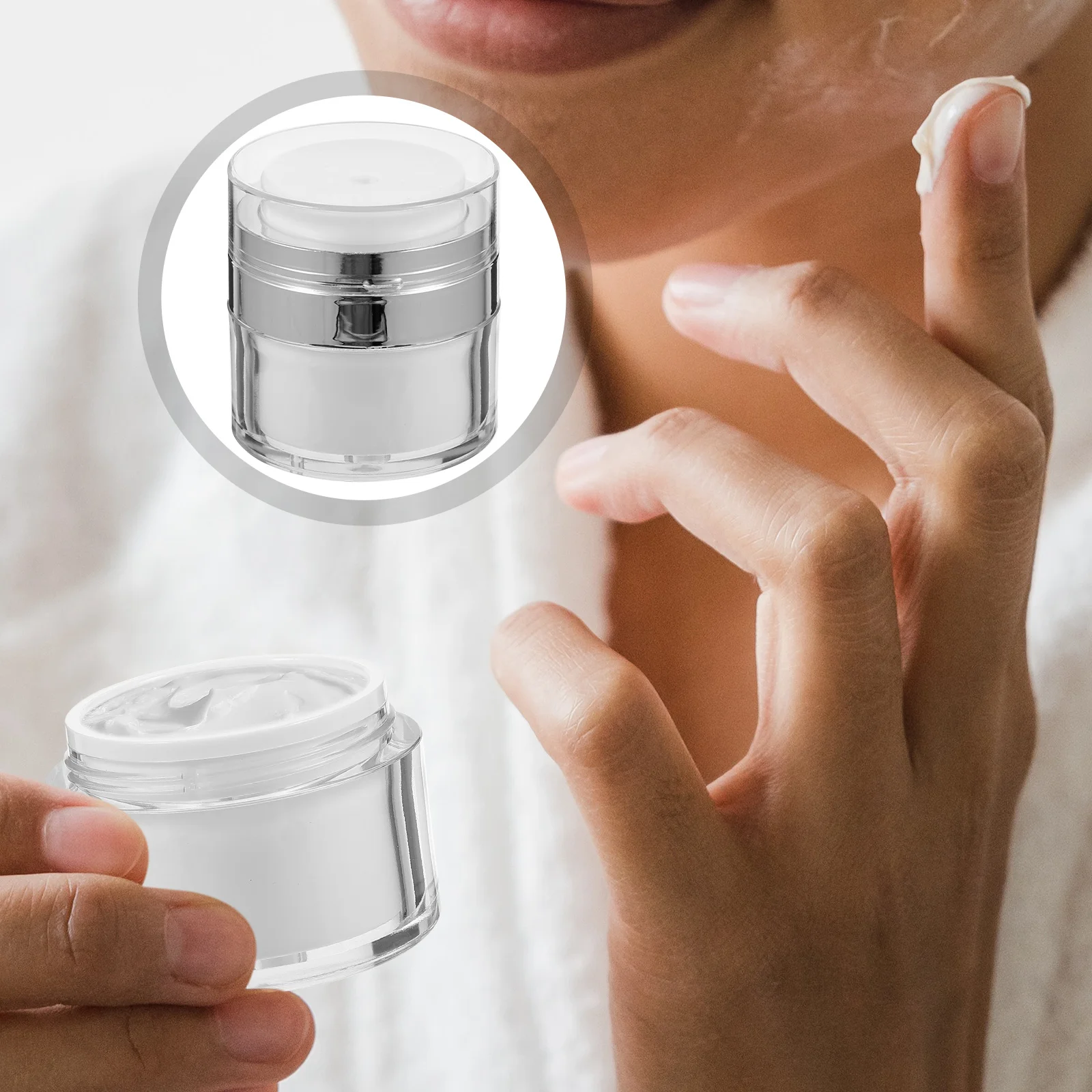 

3 Pcs Press Cream Jar Airless Sub Jars Pump Lotion Bottle Vacuum Container Moisturizer Pp Travel