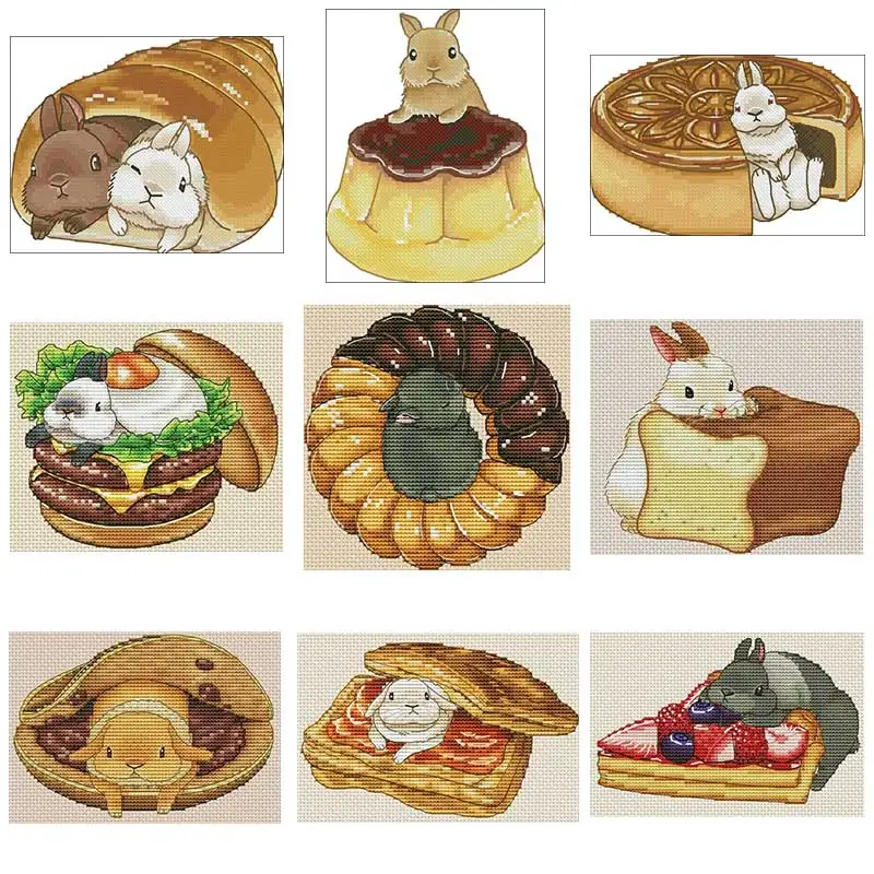 

Gourmet Rabbit Series patterns counted 11CT 14CT 18CT DIY Cross Stitch Sets wholesale Cross-stitch Kits Embroidery Needlework