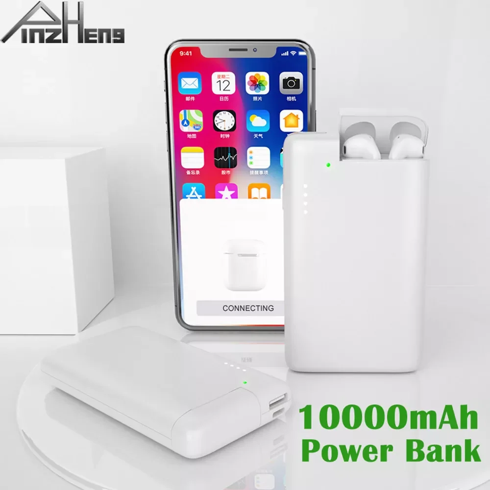 

2023New PINZHENG 10000mAh Power Bank For Airpods Portable Charger External Battery Powerbank USB Poverbank For iPhone Power bank