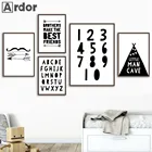 Черно-белая картина со стрелками и цифрами алфавита, Картина на холсте, рисунок братьев, маленьких мужчин, пещера, настенные картины, декор для комнаты мальчика