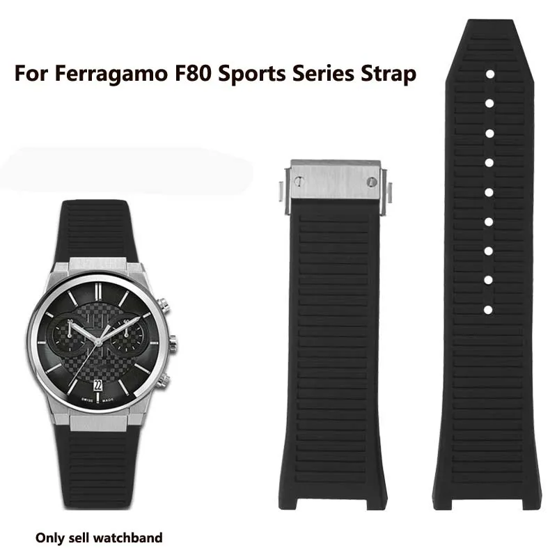 สำหรับ Ferragamo F80ชุดกีฬานาฬิกากันน้ำ Notch คุณภาพสูงซิลิโคนสีดำนาฬิกาผู้ชาย26มม.