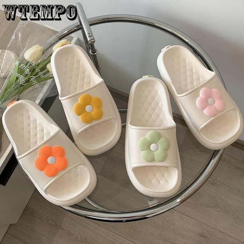 WTEMPO Summer Slippers 2023  Floral Home Bathroom Women's Slides Soft Platform Non-slip Sandals Girl Comfort Shoes Dropshipping