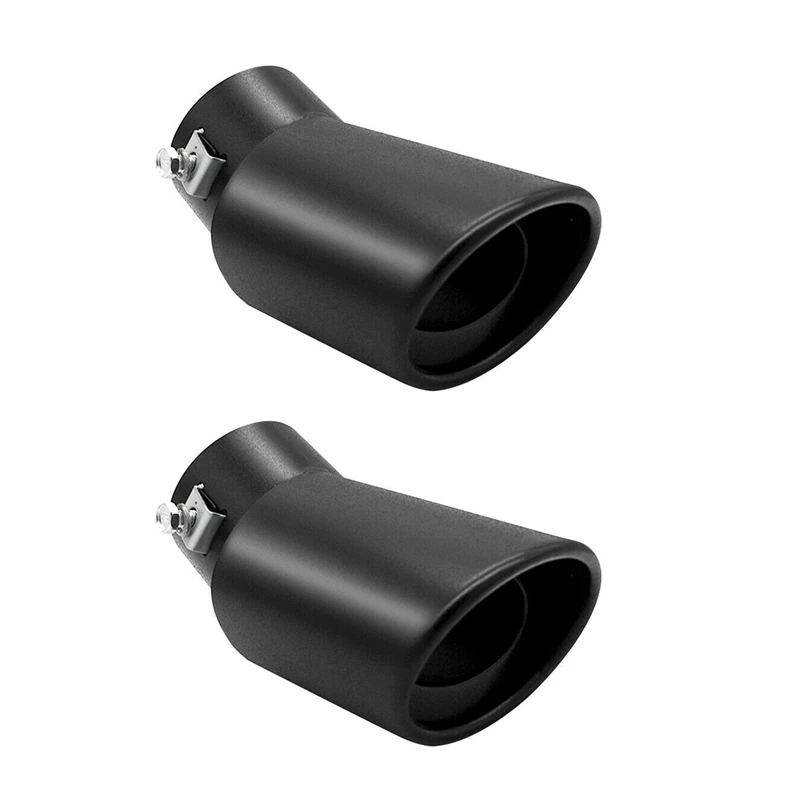 

2X Car Trim Exhaust Pipe 63Mm Stainless Steel Bend Muffler Tip Tail Throat Black