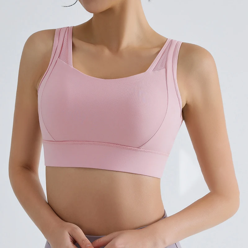 Women's Underwear High Strength Sports Bra Nylon Black Top Comfort Bra for Women Shockproof Running Yoga Fitness Bra  Gym Girl