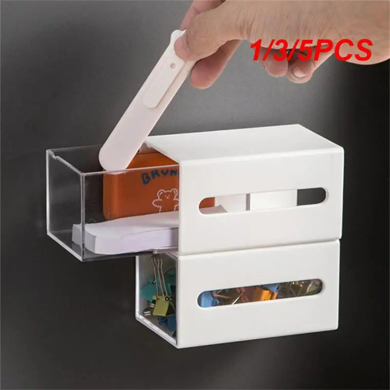 

1/3/5PCS Bedroom Bathroom Storage Rack Wall Mounted Storage Box Dustproof Makeup Cotton Hair Circle Powder Puff Drawer Sorting