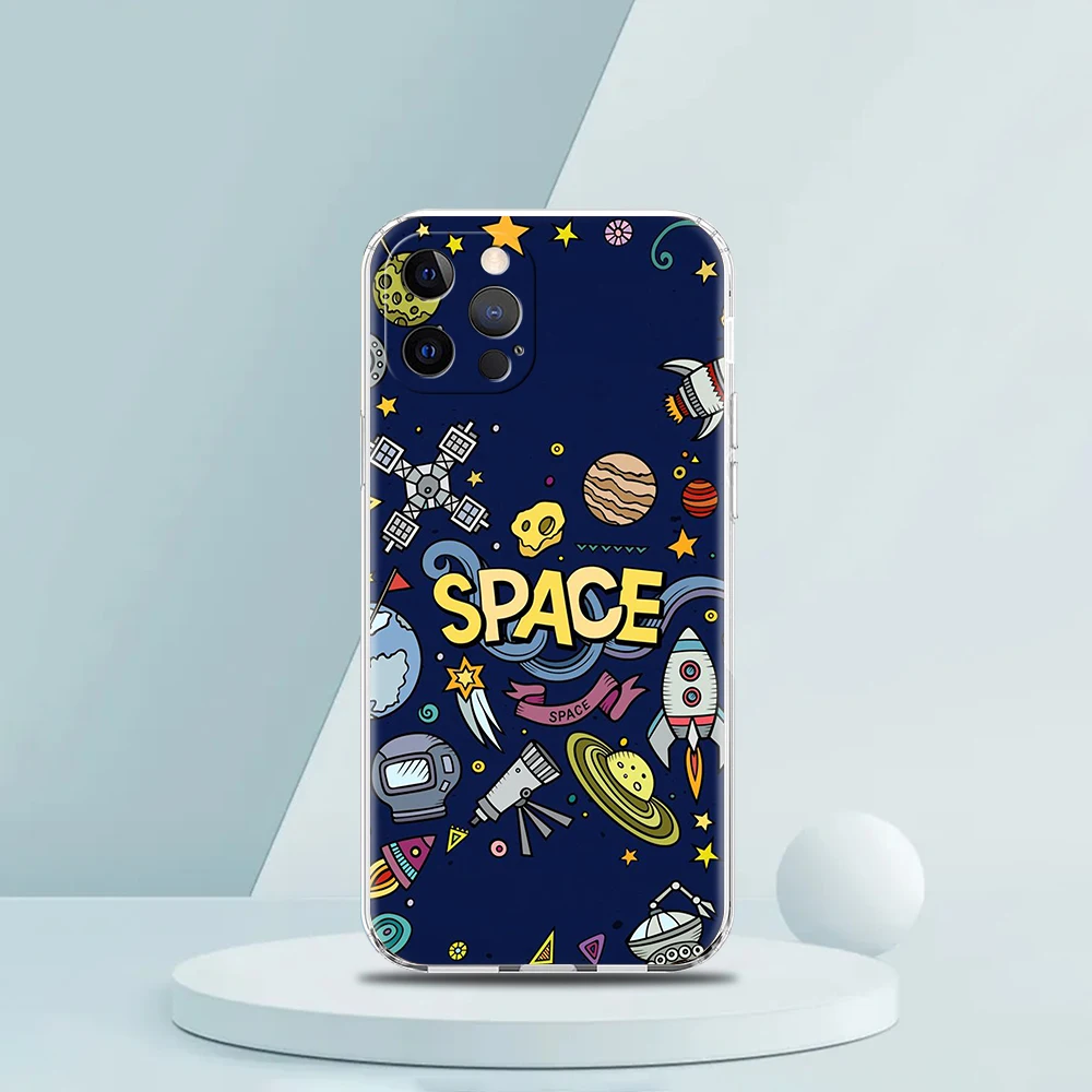 Astronaut Transparent Silicone Phone Case For iPhone 14 13 12 11 Pro Max 8 7 Plus X XS Max XR SE 2020 Luxury Coque Shell Fundas