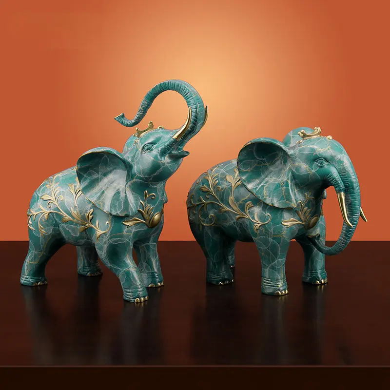 

"Great Wealth and Great Wealth" Copper Elephant Ornaments All Copper Pair New Chinese Style Hallway Wine Cabinet Decoration