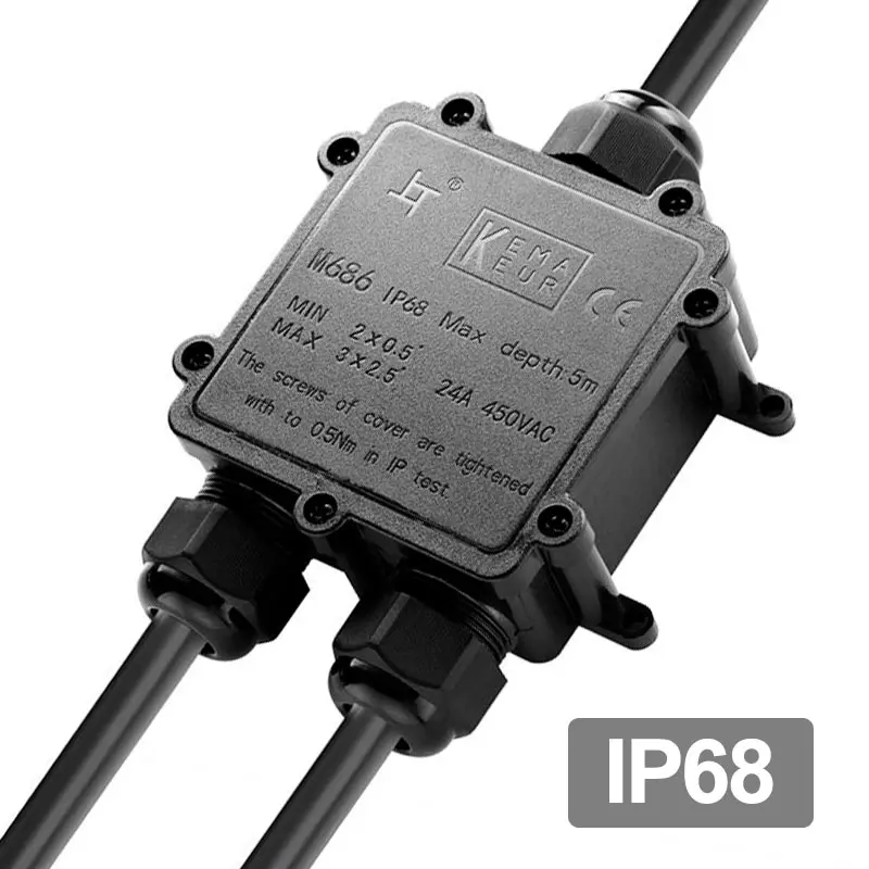Тройная водонепроницаемая распределительная коробка IP68 4/5/6 контактов 4-14 мм, соединители для электрического кабеля, 24 а, 450 в, внешняя электрическая распределительная коробка