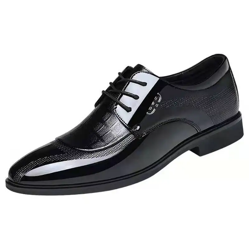 Men Dress Shoes Business Leather Shoes Dress Casual Low Top Solid Color Nonslip Dress British Style Leather Shoe Spring Men Shoe