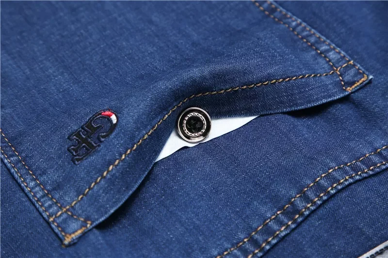 2022New Summer Thin Men's Comfort Stretch Business Casual Classic Jeans  New Men's Straight Slim Fit Jeans Trousers