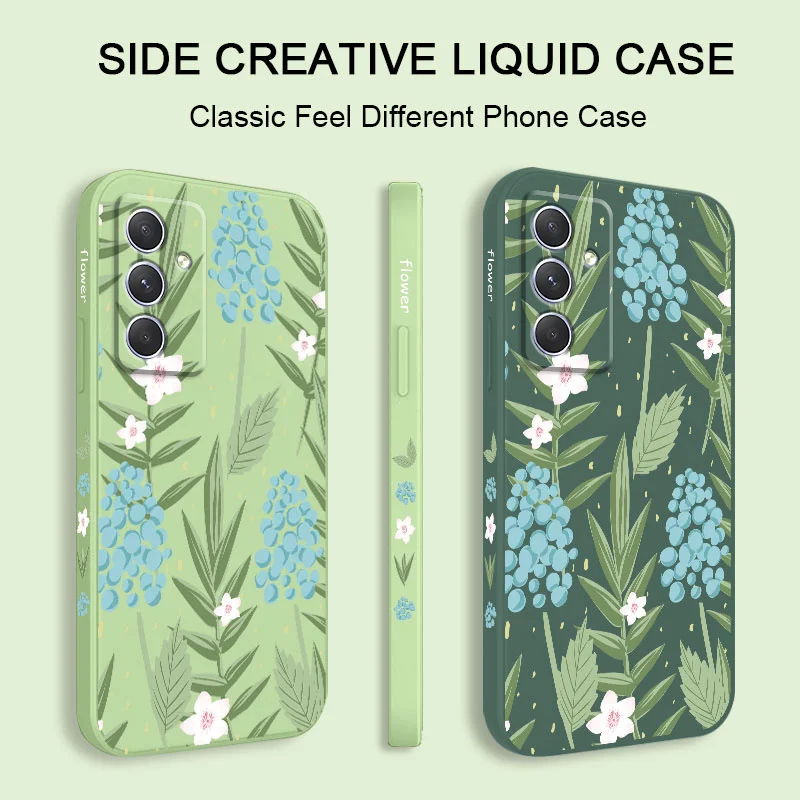 Чехол с цветами черники для Samsung A54 A34 A24 A14 A04 A04E A73 A53 A33 A23 A13 A03 A72 A52 A52S A32 A22 A12 A71 A51 A21 S 4G