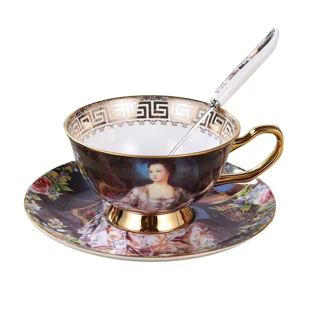 

6.8 Ounces European Style Coffee Ceramic Cup Set With Saucer Spoon High End Porcelain Creative Home Coffee Cup Set