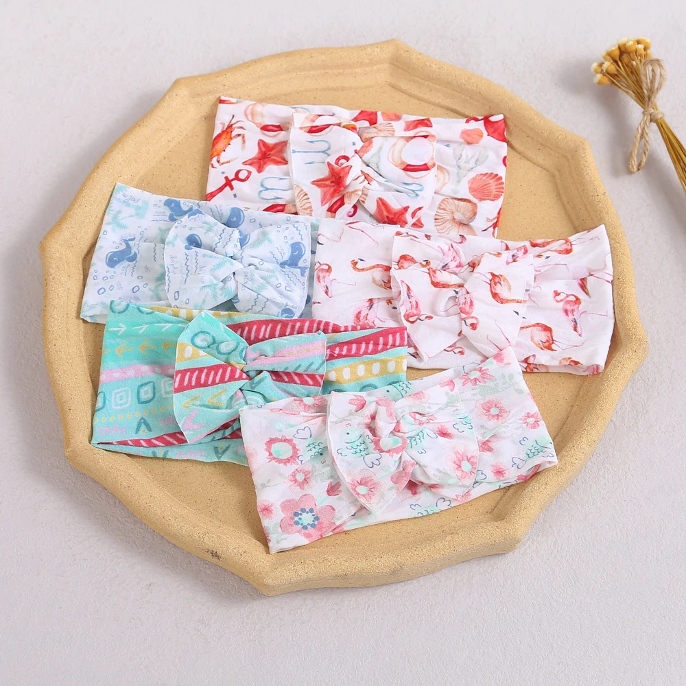 

Animal Printing Headband For Children Bright Colorful Baby Headwear Cute Nylon Hair Band Elastic Knit Hair Accessories For Girls