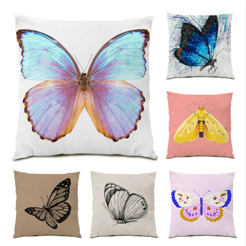 

Cushion Cover Animals Home Decor Polyester Linen Bedroom Comfortable Butterfly Soft Ornamental Pillowcase Beautiful Velvet E0583