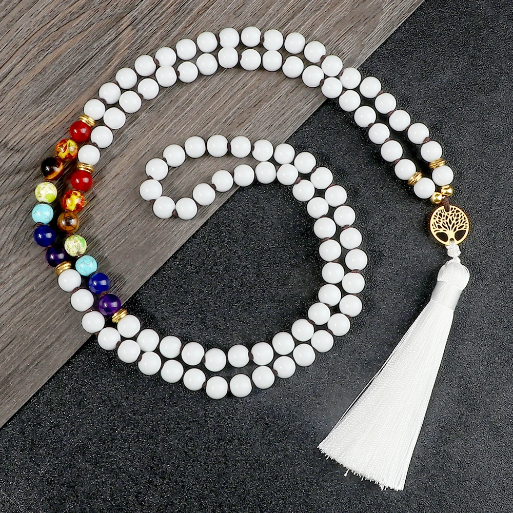 Ожерелье с 7 чакрами жизненного дерева рейки для мужчин и женщин 8 мм натуральные