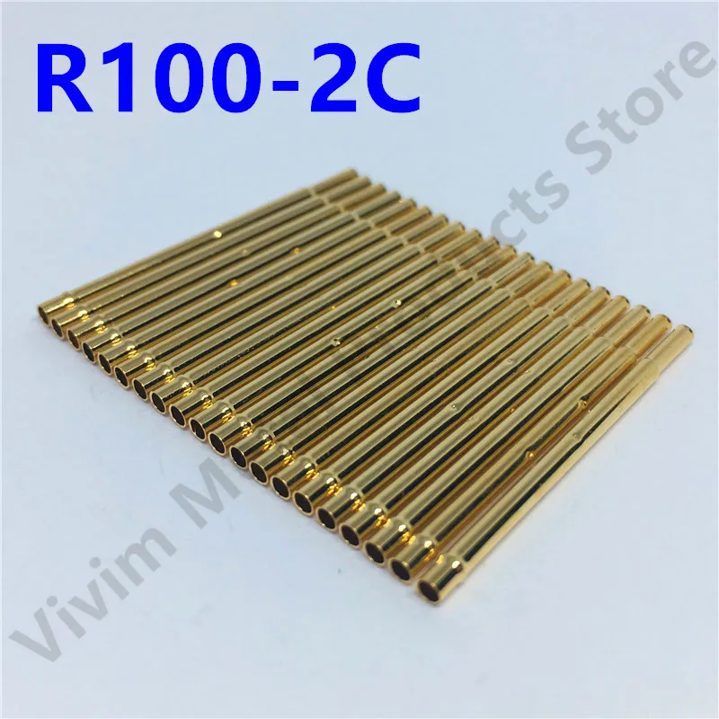 

100PCS R100-2C Test Pin P100-B Receptacle Brass Tube Needle Sleeve Seat Crimp Connect Probe Sleeve Length29.3mm Outer Dia 1.67mm