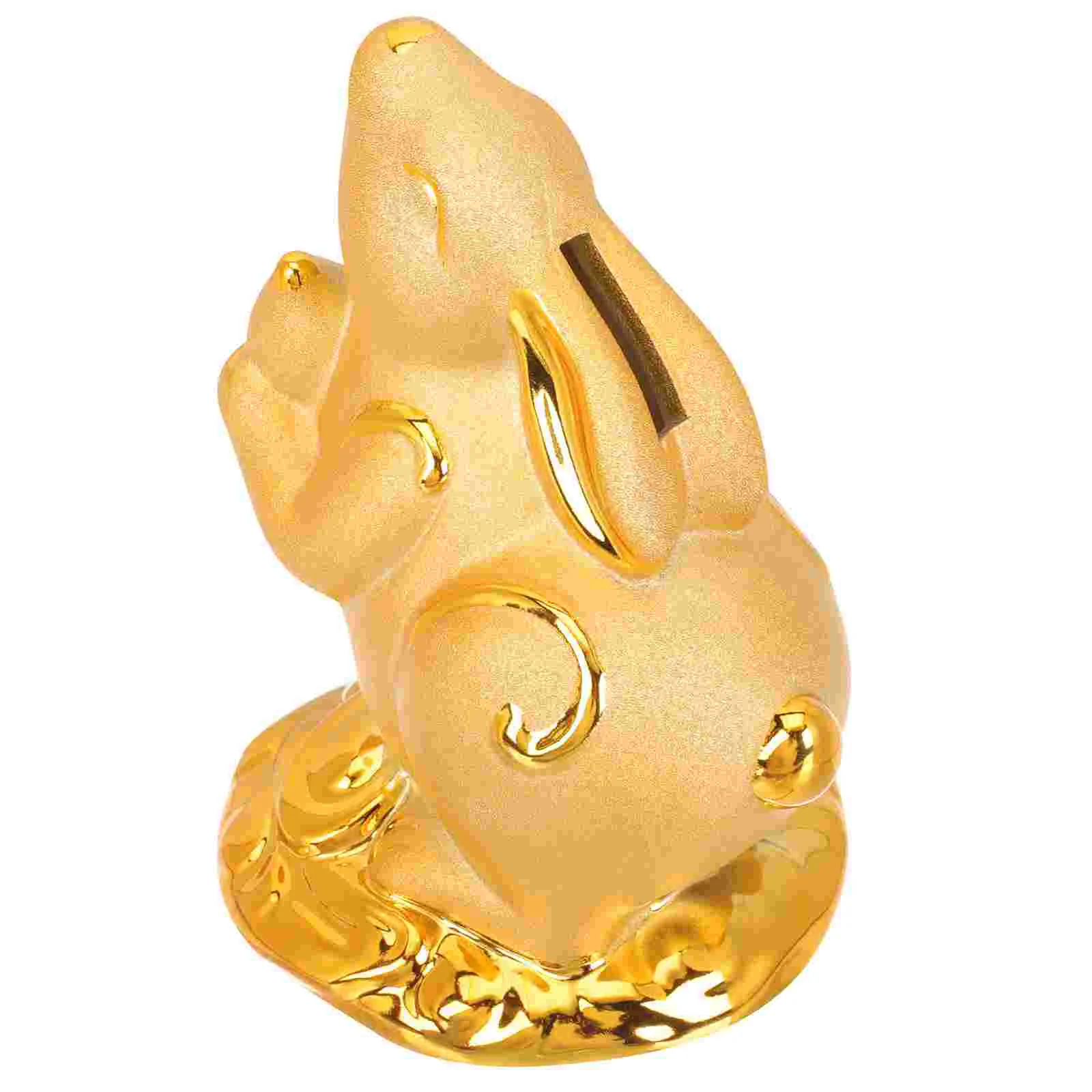 

Bank Piggy Bunny Rabbitsaving Jar Money Kids Shui Chinese Zodiac Feng Statues Year Party Ornament Cartoon Decor Decorationbig