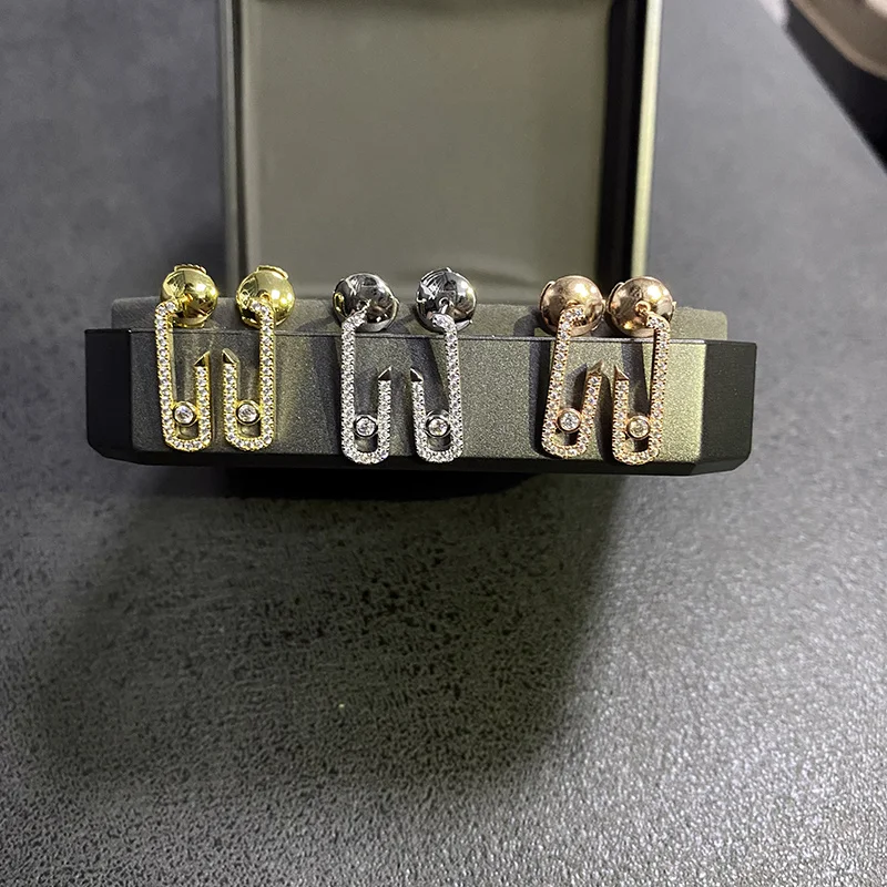 

French Classic Original Fine Jewelry Collection Messica Women's Diamond Stud Earrings 925 Uno Ear Cap Holiday Gift For Women