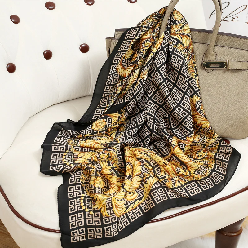 

Designer Letter Silk Scarf Women Square Shawls and Wraps Hairband Foulard Neckerchief Female Print Lady Neck Headband Bag Tie