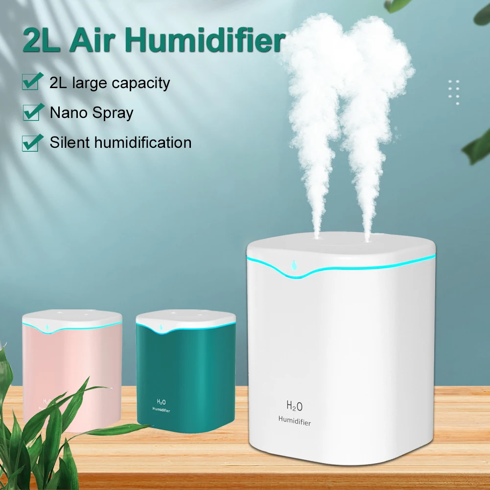 Купи Double Spray Air Humidifier Essential Oil Diffuser Ultrasonic Air Diffuser Electric Aroma Diffuser Humidifier Air Night Light за 811 рублей в магазине AliExpress