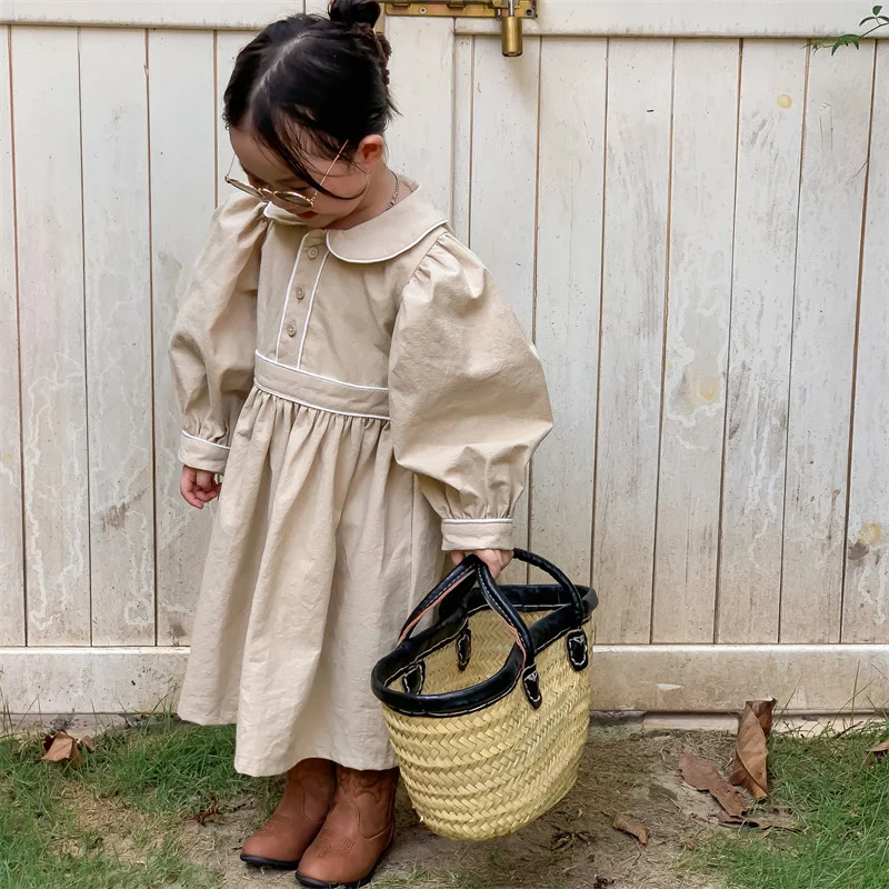 

Винтажное Хлопковое платье с длинным рукавом для девочек 2-7 лет