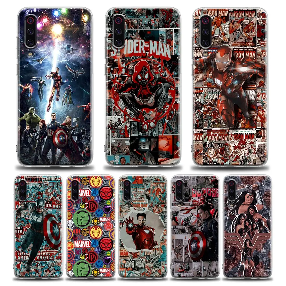 

Marvel Iron Man Spiderman Heros Case for Xiaomi Poco X3 NFC X3 M3 F3 Mi Note 10 9T 11 11X 11T 10T 12 Redmi 10 9A 9 9T 9C 5G Case