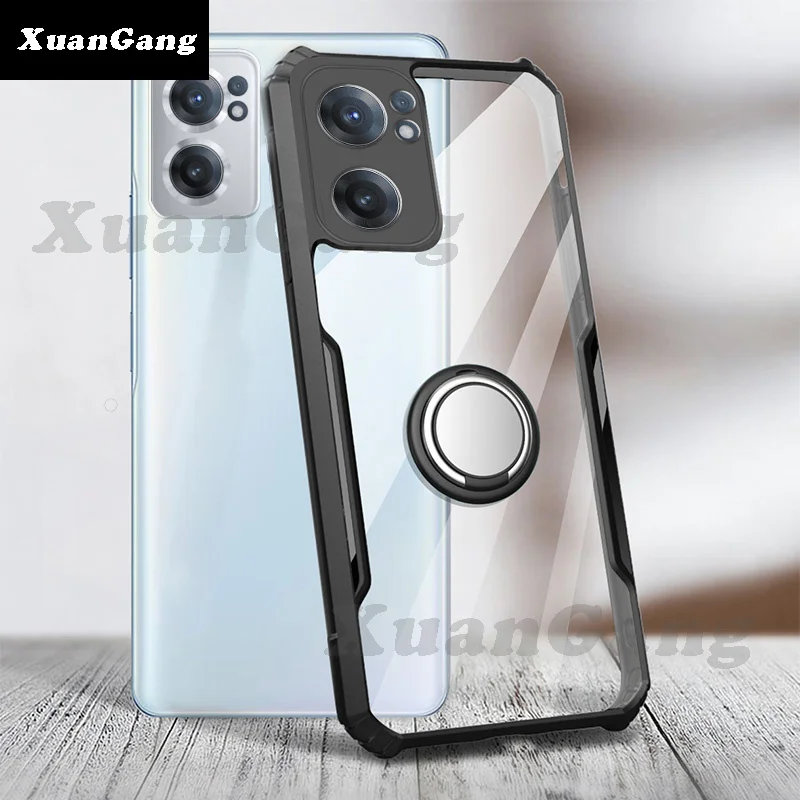 

XuanGang For OnePlus Nord CE2 Lite 5G Case Anti-fall Airbag Shockproof PC+TPU With Ring Cover For One Plus Nord CE Phone Case