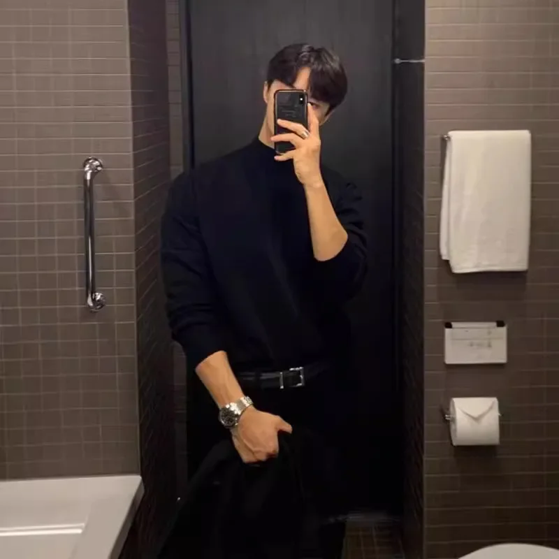 Осень/зима мужской свитер-поло/черепаховый воротник свободного покроя