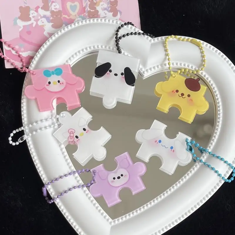 

Kawaii Sanrio HelloKitty Kuromi My Melody Cinnamoroll мультяшный пазл серия брелок для девочек акриловое сердце