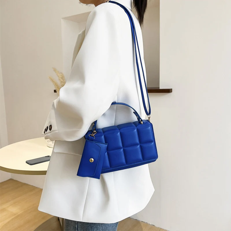 New Fashion Crossbody Shoulder Bags For Women Small Flap Messenger Bag Clutch Plaid Pu Leather Female Handbag With Purse