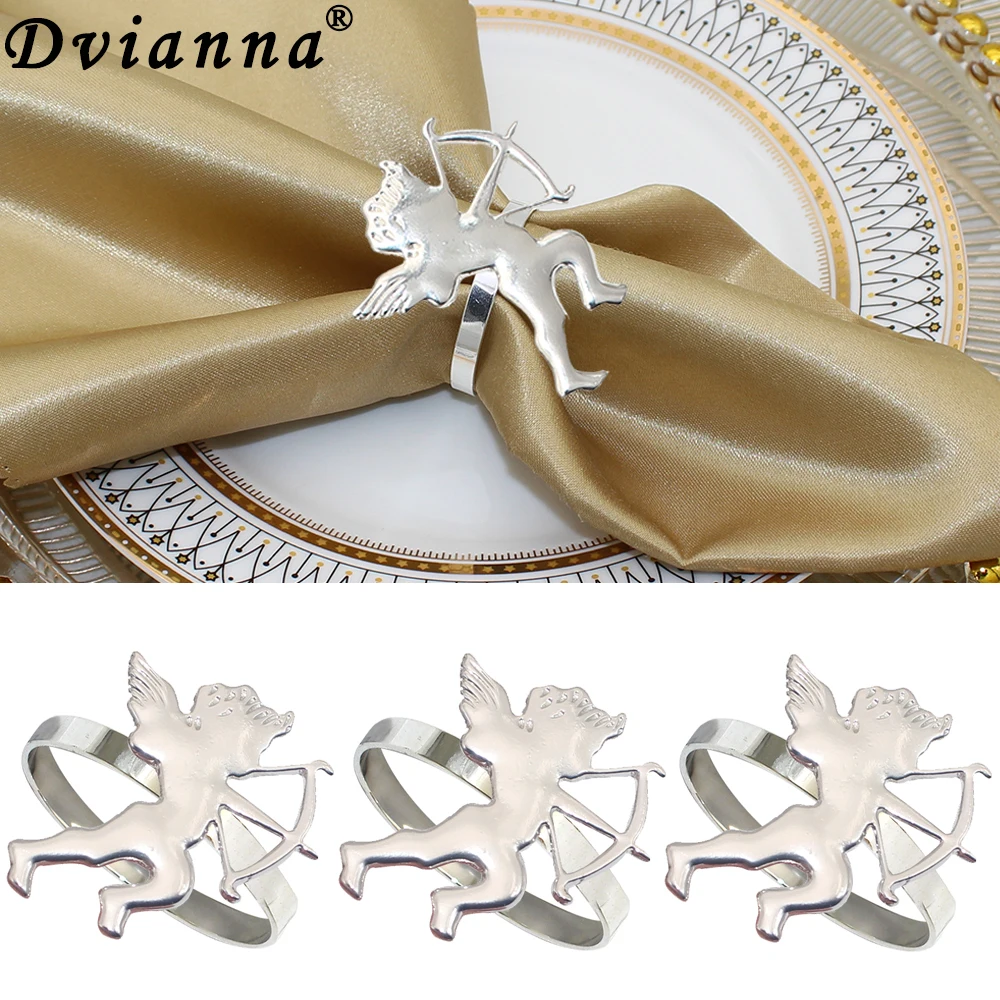 

24Pcs Valentine's Day Napkin Ring Silver Cupid Napkin Holder Ring for Wedding Christmas Thanksgiving Dinning Table Decoration