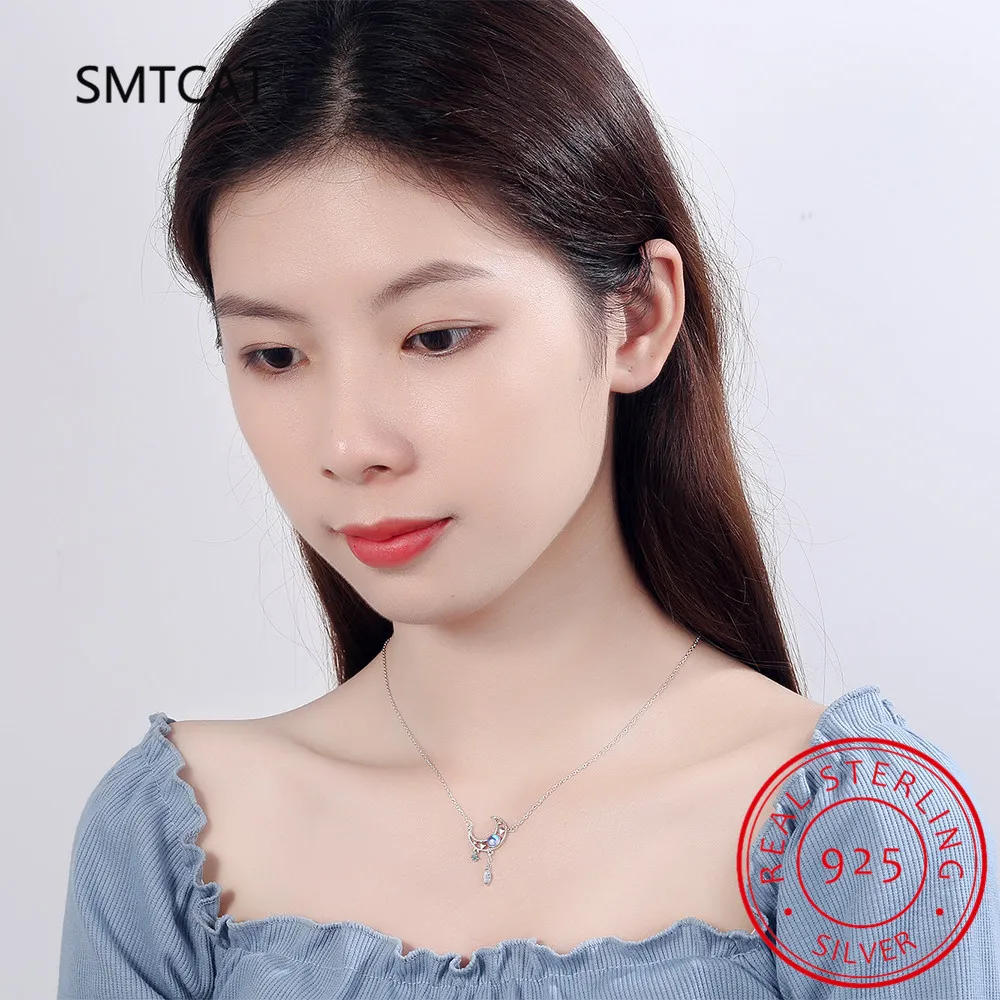 Женское ожерелье из серебра 925 пробы с подвеской в виде Романтических Звезд и