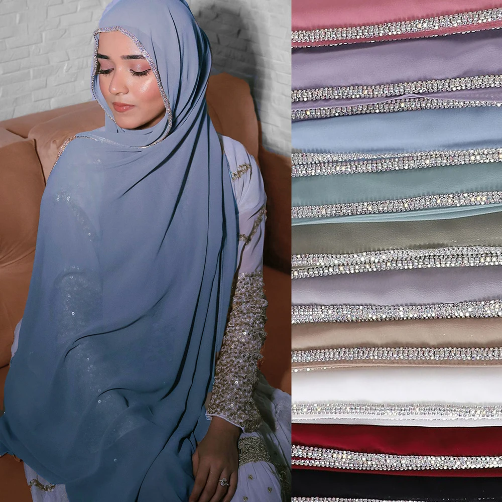 Роскошные модные украшения шифоновые шали Hijab размером 70*170 см фотоблестящие