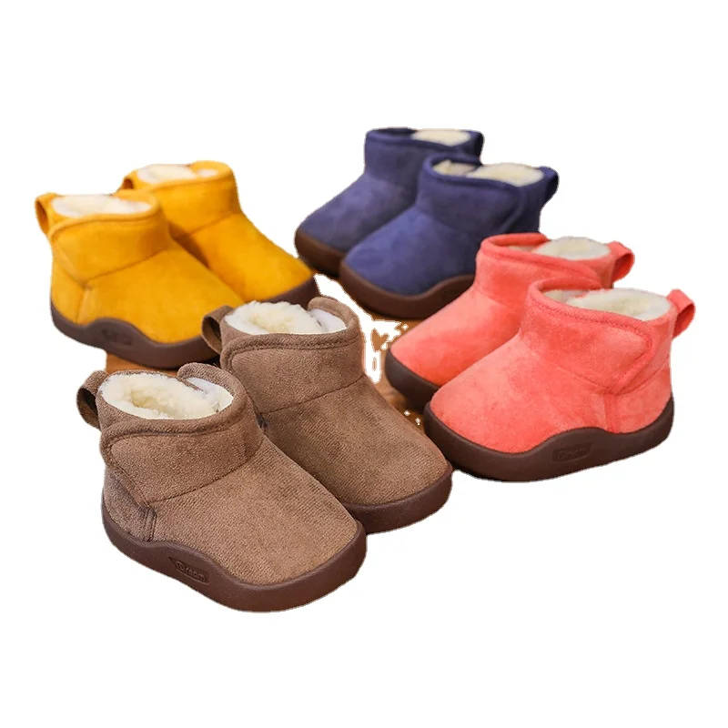 

Зимние ботинки для малышей, обувь для девочек, плюшевые теплые модные детские короткие ботинки с мягкой нескользящей подошвой, хлопковая обувь для маленьких мальчиков SCW034