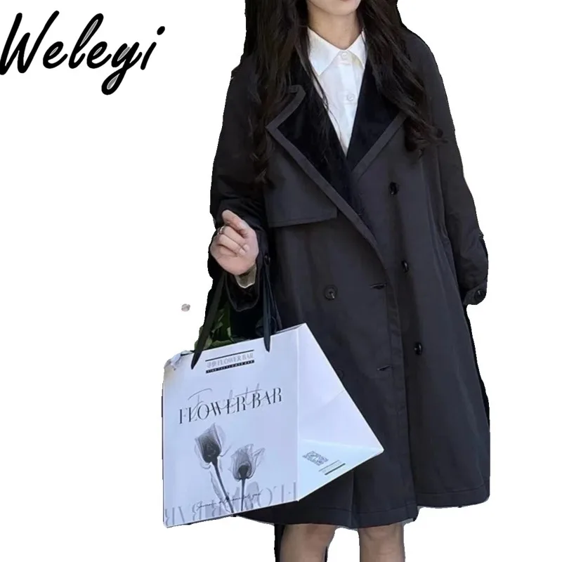 Свободный плащ в американском стиле ретро для пары осенне-зимний милый очень