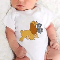 cute lady and the tramp disney new infant romper simple creative o neck short sleeved 0 24m newborn jumpsuit