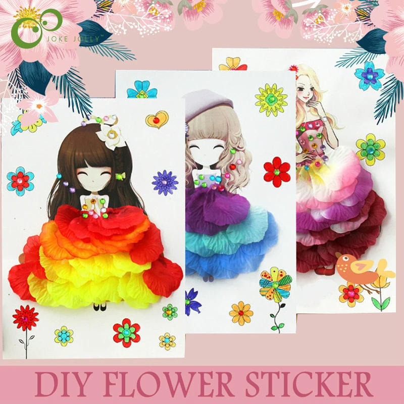 

Children DIY flower stickers Drawing Toy Stickers For Home Kindergarten Nursery Educational Picture Handmade Paste Painting