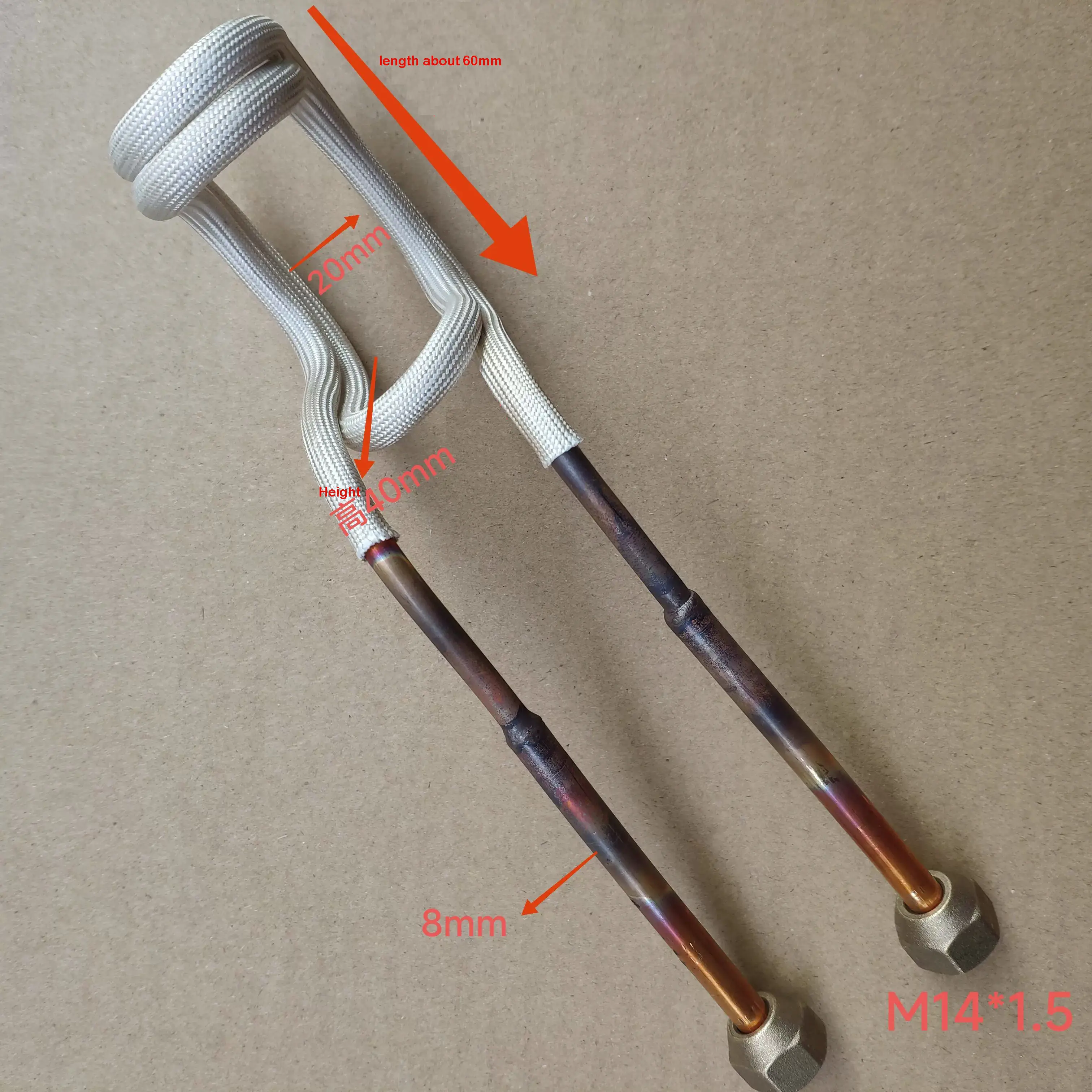 U-образная индукционная нагревательная катушка, открытые медные кольца для индукционного нагревателя, сварочная пайка, нагревательная головка для металлообработки