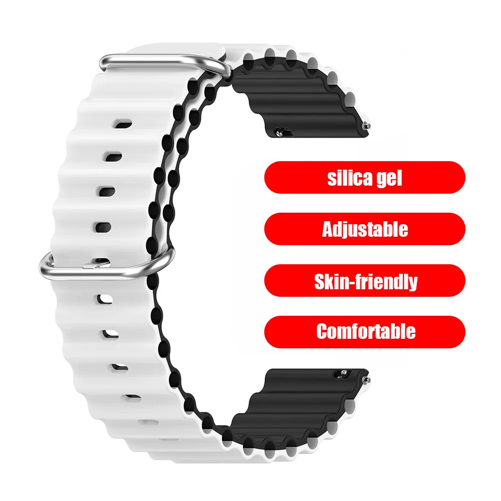 Ремешок силиконовый для смарт-часов двухцветный регулируемый водонепроницаемый