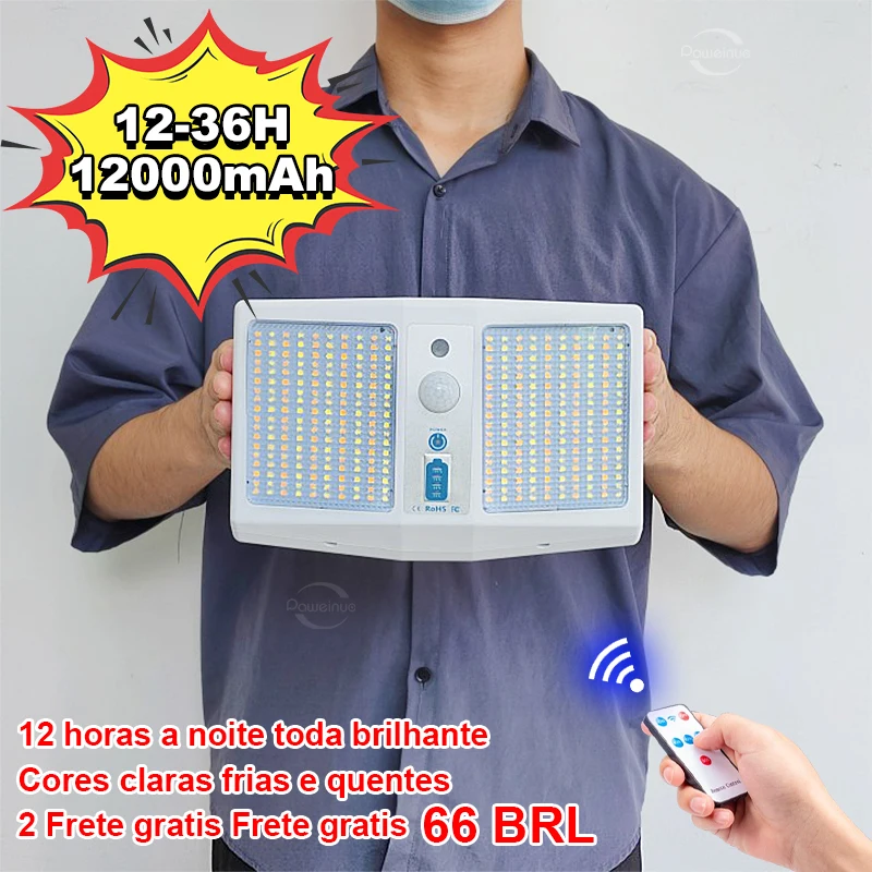 

New 360 LED Use 36 Hours Solar LED Light Outdoor Built-in 32650 Big Battery Solar Lamp Outdoor Garden 3 Color Street Solar Light