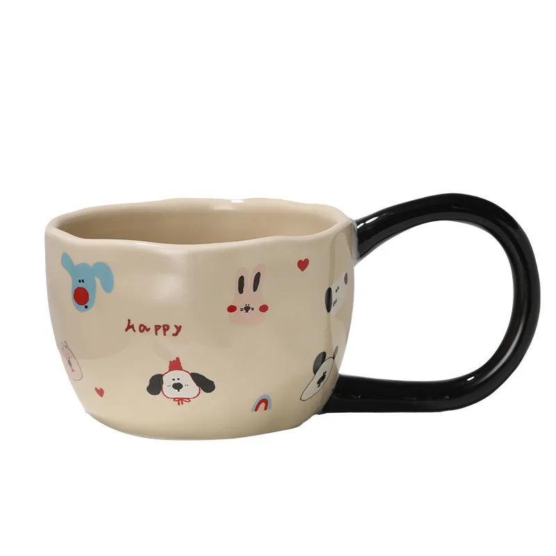 NEW Mugs Cute Cartoon Ceramic Handle Cup Breakfast Oatmeal Milk Student Office Couple Coffee Water Cup Christmas Birthday Gift